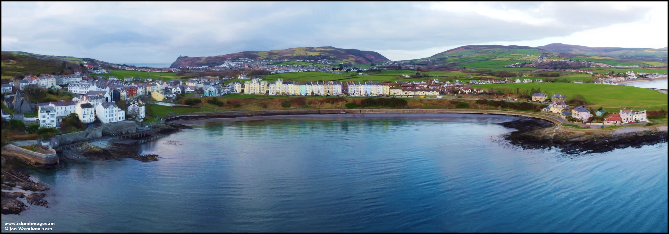 Aerial view at Port St Mary, Isle of Man